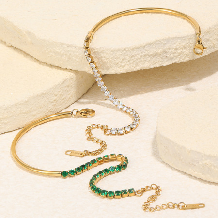 Bracelet chaîne luxueux pour femme en acier inoxydable, étanche, couleur or, orné de zircon. 2