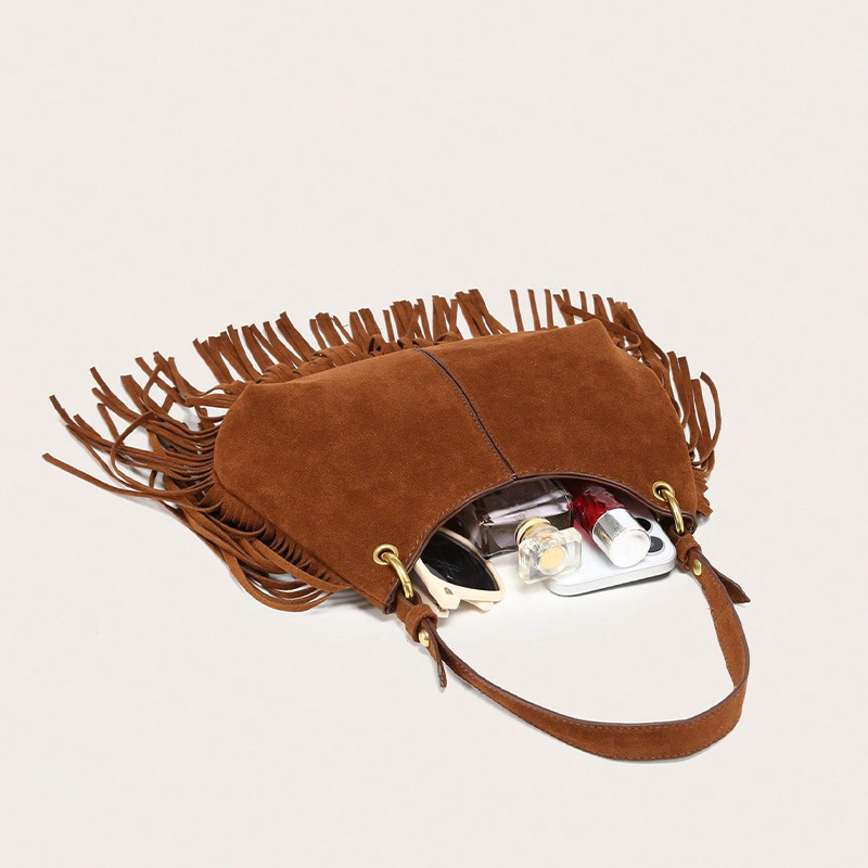 Sac Cabas Femme En Daim À Pompons Style Streetwear Image4