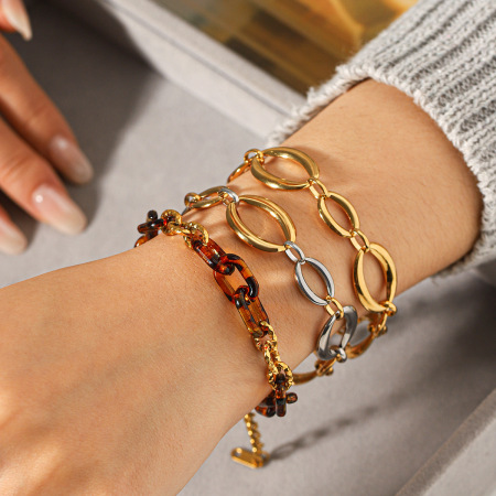 Bracelet chaîne pour femme en acier inoxydable étanche couleur or