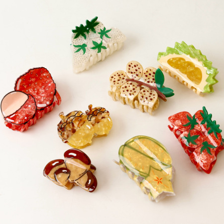 Pinces à cheveux pour femmes en acétate de fruits sucrés, collection romantique