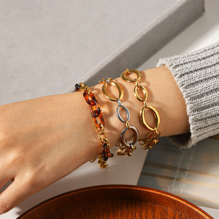 Bracelet chaîne pour femme en acier inoxydable étanche couleur or 2