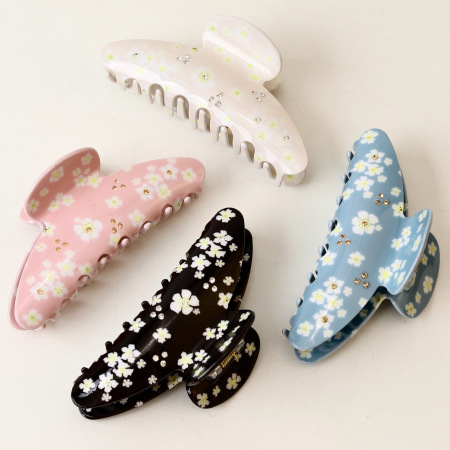 Pinces à cheveux pour femmes en acétate à motif floral doux, collection romantique