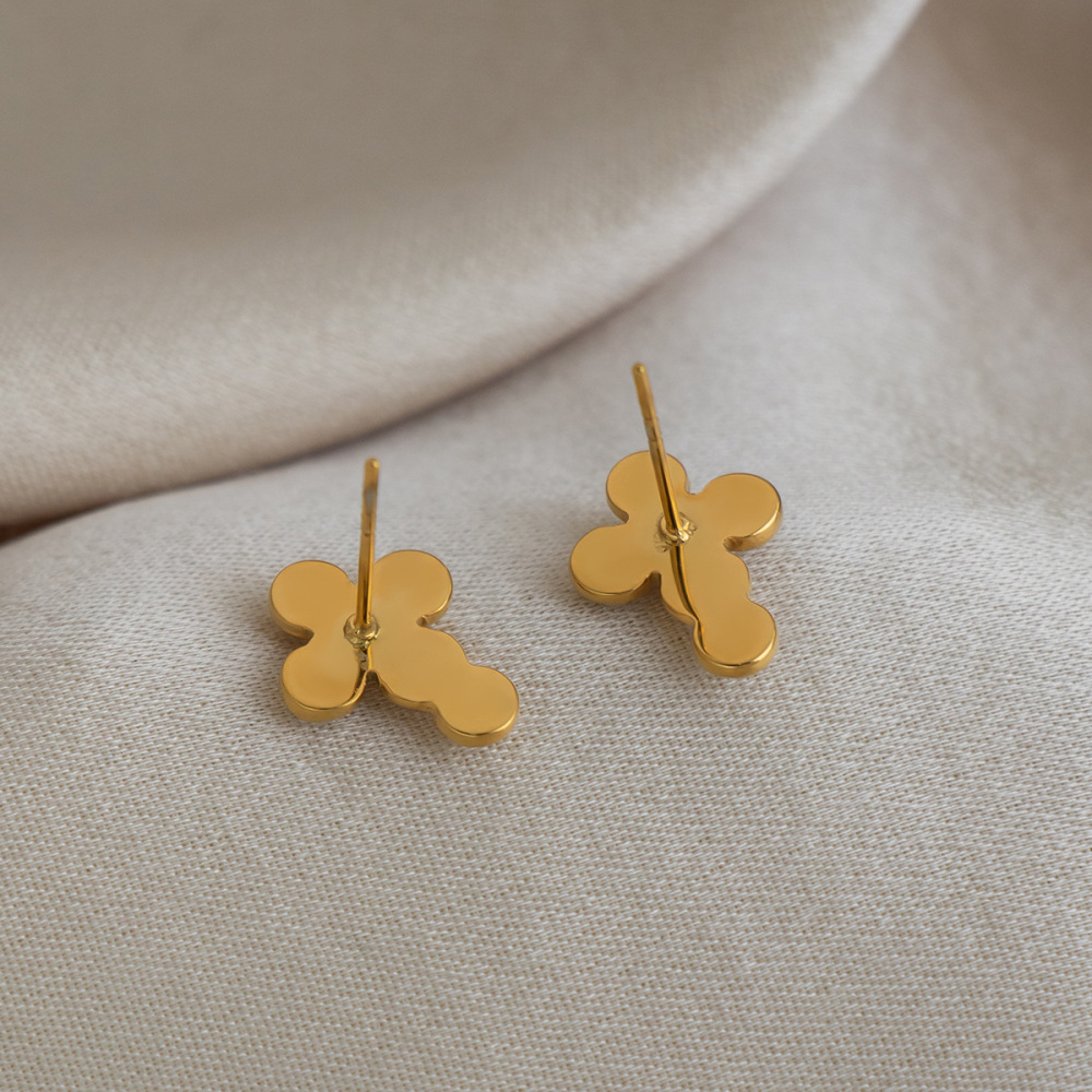 Boucles D'Oreilles Puces Simple Series Daily Cross En Acier Inoxydable Étanches Pour Femmes Image5