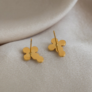 Boucles D'Oreilles Puces Simple Series Daily Cross En Acier Inoxydable Étanches Pour Femmes h5 Image5