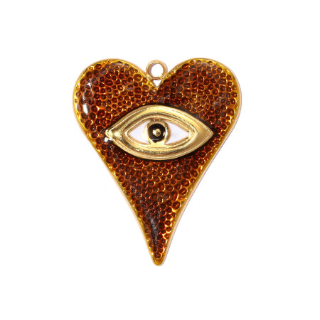 Pendentifs pour femmes de la série Luxueuse DIY, motif œil du diable, fruit, feuille, poisson, en acier inoxydable étanche couleur or 2