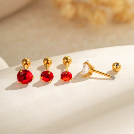 Boucles d'oreilles piercing pour femme, luxueuses, simples, géométriques, en acier inoxydable, étanches, couleur or, avec zircon. 2