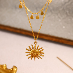 Colliers Pendentifs Pour Femmes Simple Sun En Acier Inoxydable Étanche Couleur Or h5 Image3