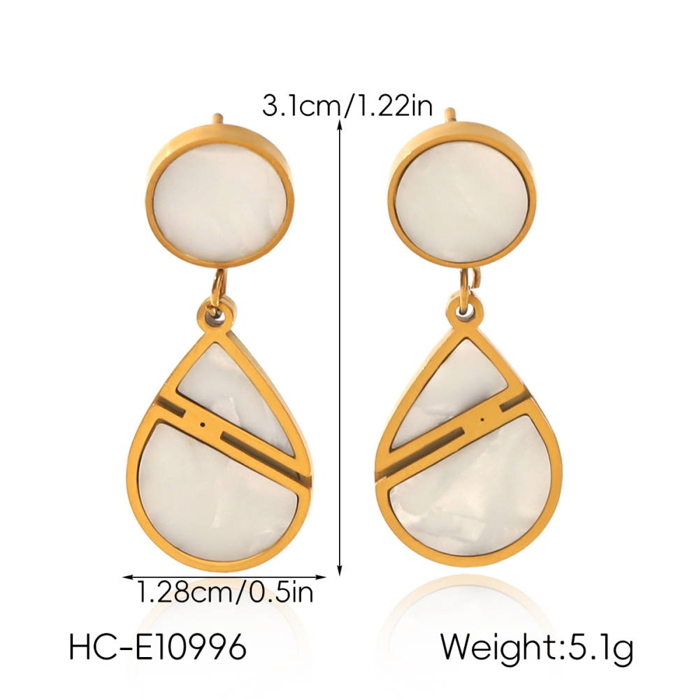 Boucles D'Oreilles Pendantes Pour Femmes, En Acier Inoxydable, Couleur Or, Avec Pendentif Cœur En Goutte D'Eau, De La Collection Simple Series. Image2