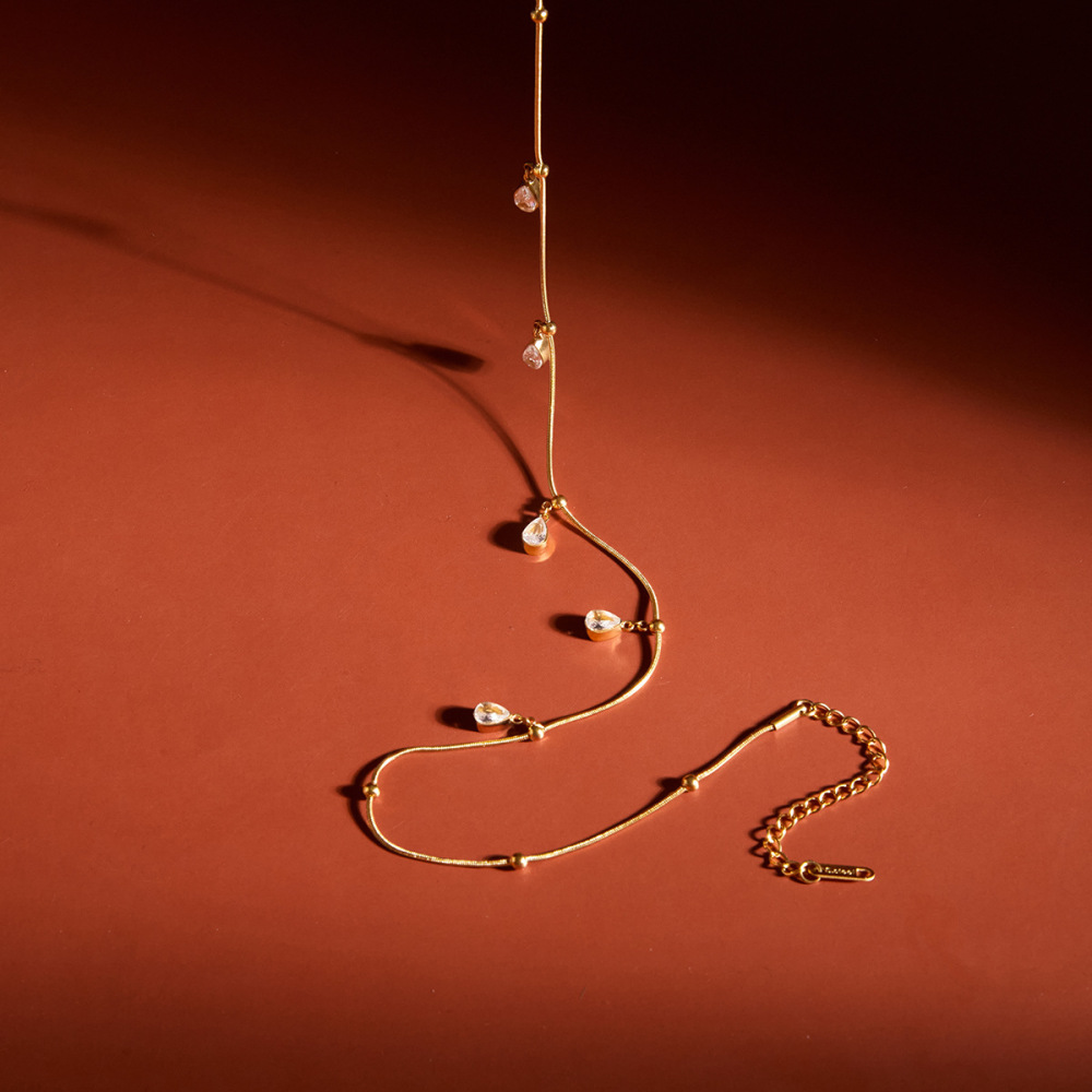 Colliers Pendentifs Pour Femmes En Acier Inoxydable Étanche, En Forme De Goutte Simple En Forme De Y Image5