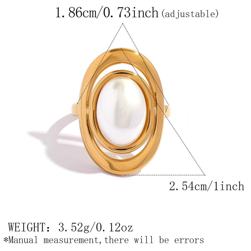Bagues Tendance Rétro De Forme Irrégulière Et Elliptique En Acier Inoxydable Étanche Couleur Or 