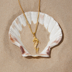 Colliers Pendentifs Pour Femmes En Acier Inoxydable, Couleur Or, Ornés D'Un Zircon Et Ornés D'Une Sirène De Vacances h5 Image3