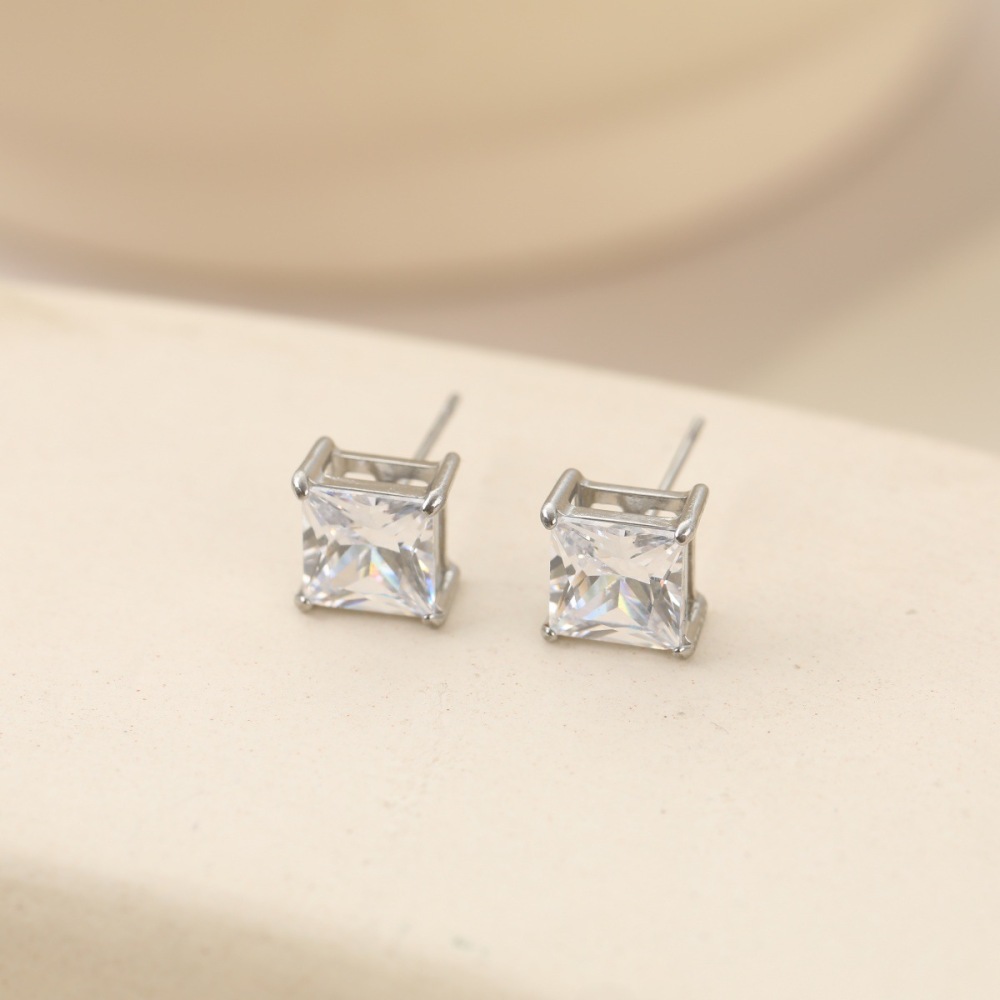 Boucles D'Oreilles Puces Rectangulaires De Luxe, Simples Et Élégantes Pour Femmes, En Acier Inoxydable Étanche Couleur Or. h5Image3