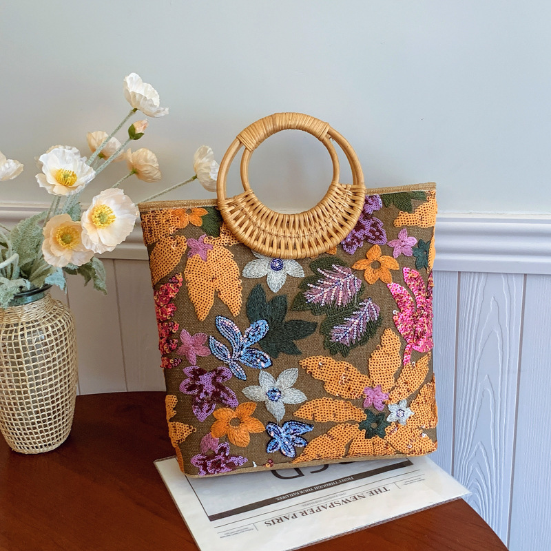 Sac À Main Léger Et Luxueux Pour Femme, Orné De Perles Et De Broderies Florales. Image3