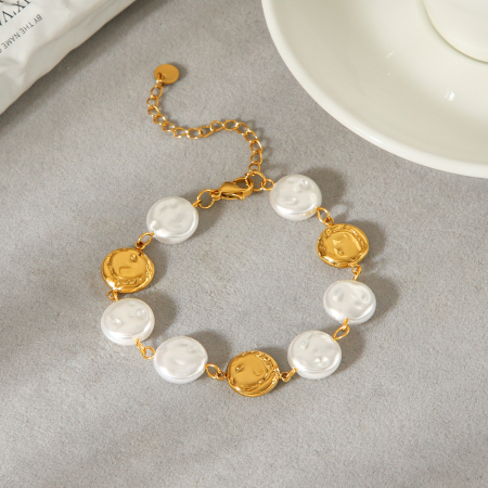 Bracelet chaîne pour femme Simple Daily Circle en acier inoxydable étanche couleur or