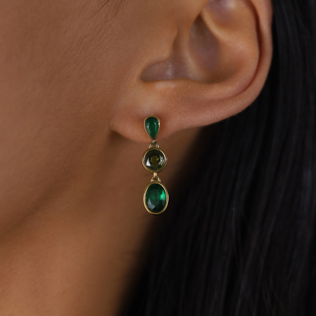 Boucles d'oreilles pendantes classiques en acier inoxydable, étanches, couleur or, avec zircon.