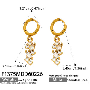 Boucles D'Oreilles Pendantes Pour Femmes, En Acier Inoxydable Étanche, Couleur Or, Avec Zircon. h5 