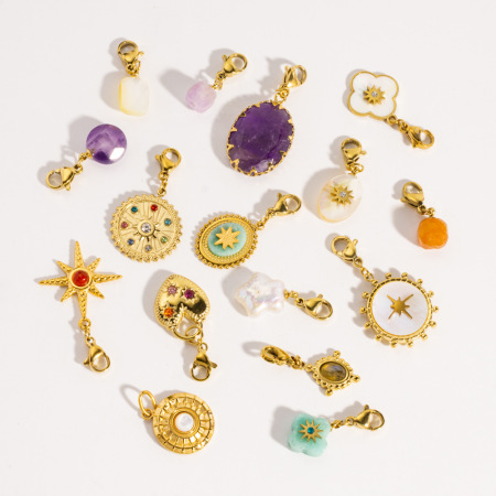 Pendentifs romantiques DIY de style océanique, en pierres naturelles couleur or, forme irrégulière 2