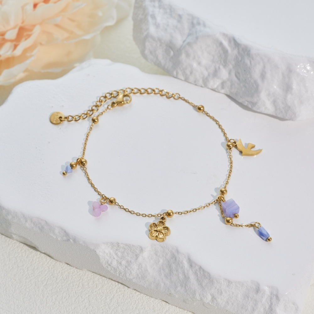 Ensembles De Bijoux Pour Femmes Simple Series Daily Flower En Acier Inoxydable Étanche Couleur Or Image4