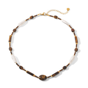 Colliers De Perles Pour Femmes, Simples Et Élégants, En Pierres Naturelles Couleur Or. h5 Image6