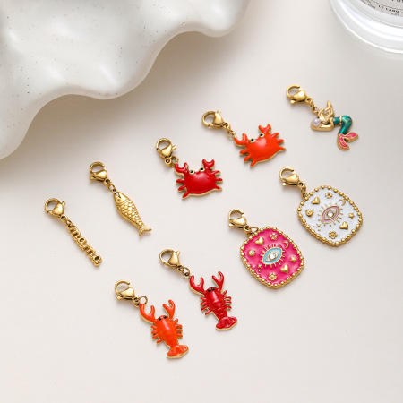 Pendentifs pour femmes Simple Series Daily Animal Tortue en acier inoxydable étanche couleur or avec zircon 2