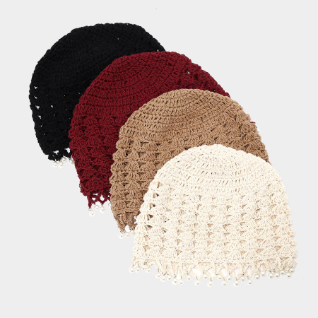 Bonnet romantique ajouré en laine pour femme 2