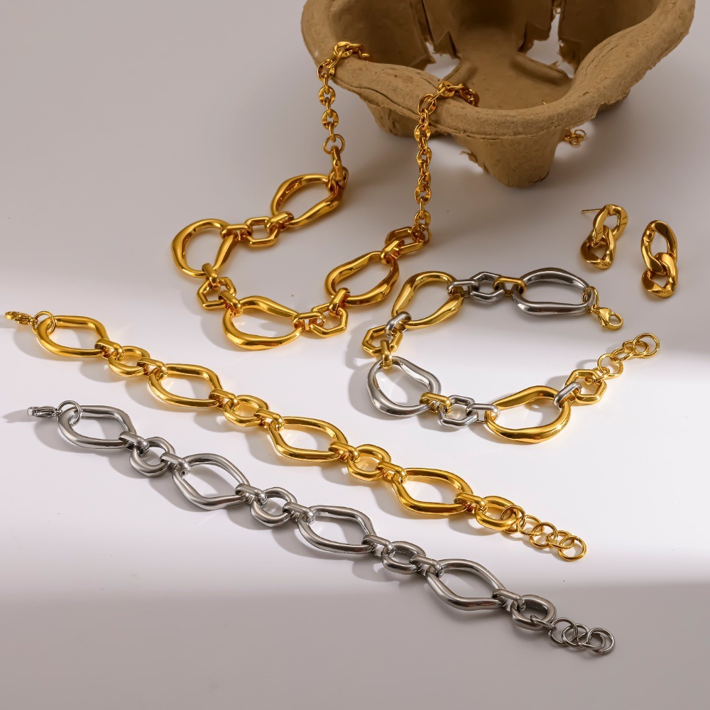 Ensembles De Colliers Décontractés Pour Femmes, En Acier Inoxydable Imperméable, Couleur Or Image2