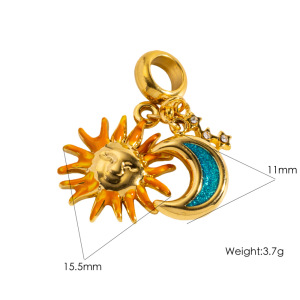 Pendentifs Luxueux Pour Femmes, En Acier Inoxydable Étanche, De Forme Irrégulière, Représentant Des Fruits, Le Soleil Et La Lune, Avec Notes Ou Instruments De Musique. h5