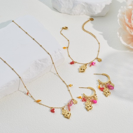 Ensembles de bijoux pour femmes Simple Series Daily Flower en acier inoxydable étanche couleur or 2