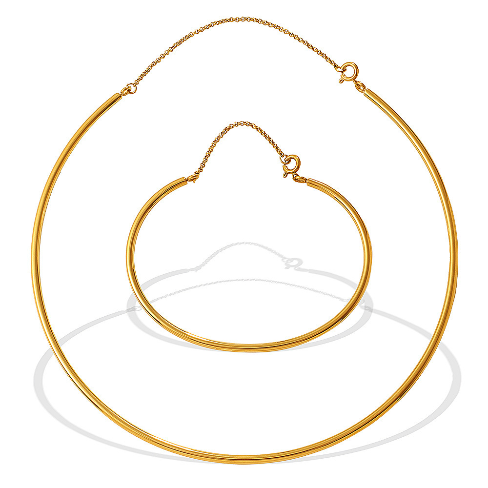Ensembles De Bijoux Pour Femmes Simple Series Daily Geometric Shape En Acier Inoxydable Étanche Couleur Or h5Image5