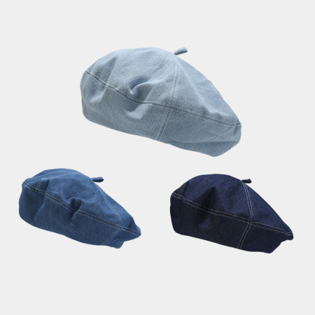 Bérets pour femmes en denim uni et simple