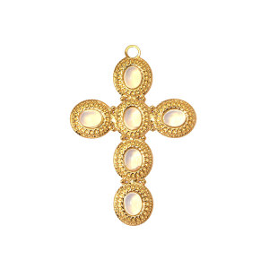 Pendentif Croix Diy Classique En Acier Inoxydable, Étanche, Couleur Or, Avec Pierre Naturelle Pour Femme h5 Image2