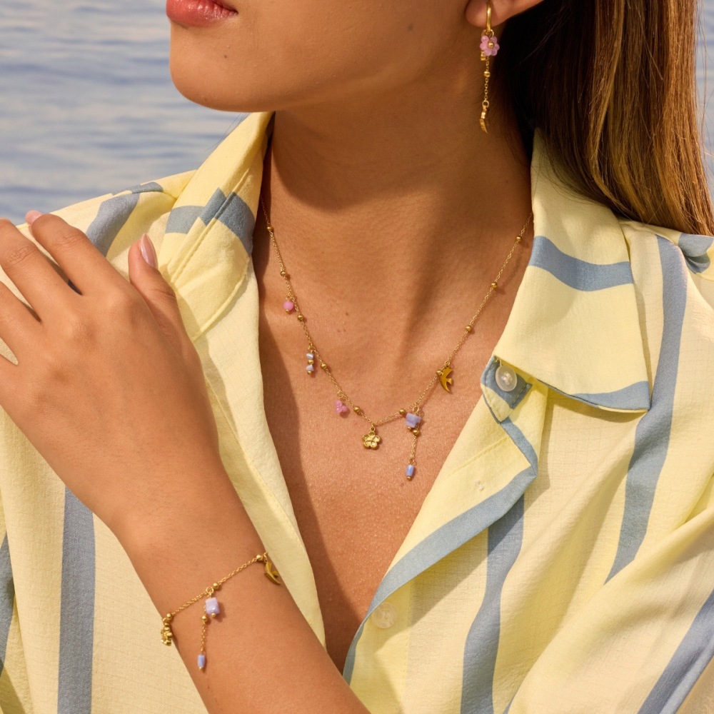 Ensembles De Bijoux Pour Femmes Simple Series Daily Flower En Acier Inoxydable Étanche Couleur Or Image2