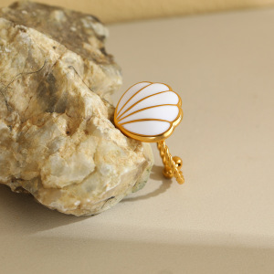 Bagues Tendance Simple Series Daily Shell En Acier Inoxydable Étanche Couleur Or h5 Image3