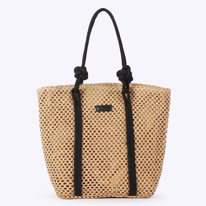 Sac Fourre-Tout Femme En Papier Tissé Uni Style Vacances 