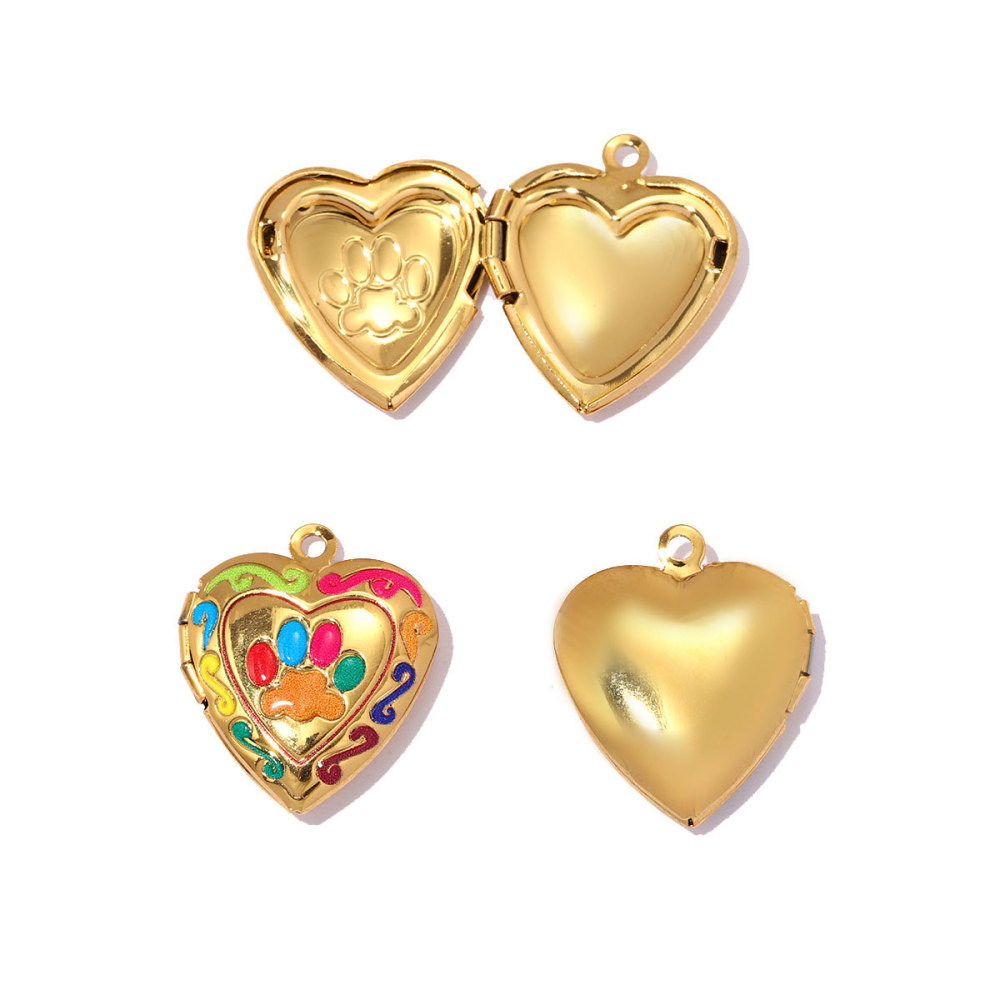 Pendentifs Romantiques En Forme De Cœur Rectangulaire, En Acier Inoxydable Étanche, Couleur Or, À Faire Soi-Même. h5Image3