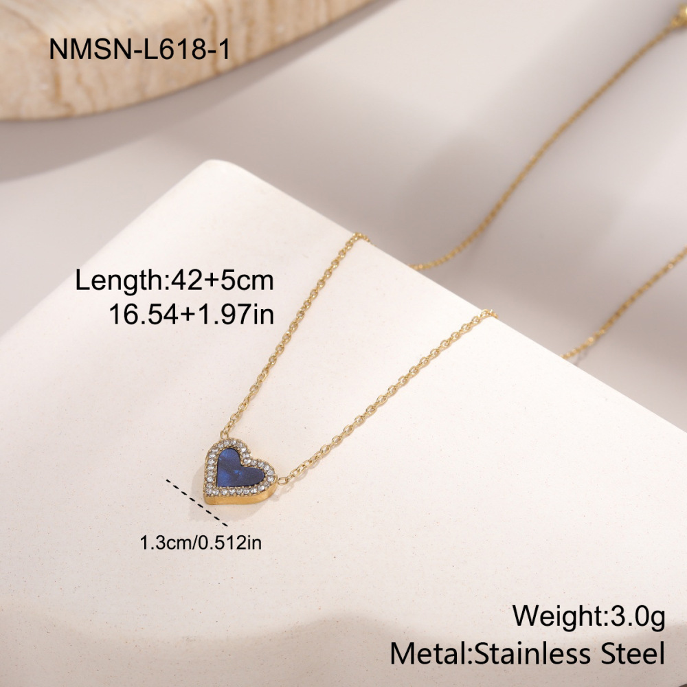 Collier Chaîne Cœur Quotidien Simple Series En Acier Inoxydable Étanche Couleur Or Pour Femme