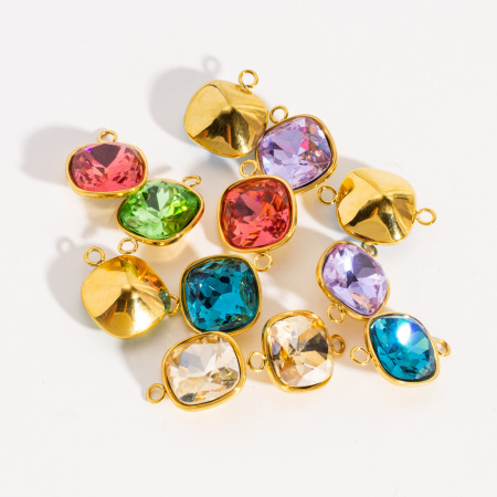 Pendentifs pour femmes en zircon doré, forme géométrique simple, à faire soi-même, avec pierres naturelles. 2