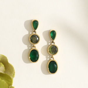 Boucles D'Oreilles Pendantes Classiques En Acier Inoxydable, Étanches, Couleur Or, Avec Zircon. h5 Image2