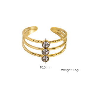 Bagues Pour Femmes Luxueuses Et Élégantes, De Forme Géométrique, En Acier Inoxydable Étanche, Couleur Or, Serties De Zircon. h5