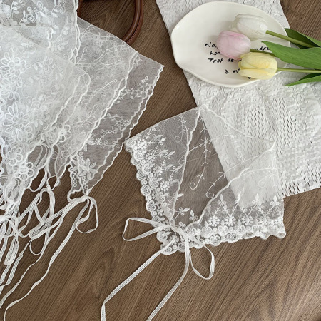Écharpes d'été pour femmes en dentelle ajourée, couleur unie douce, collection romantique 2