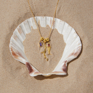 Colliers Pendentifs Pour Femmes En Acier Inoxydable, Couleur Or, Avec Zircon Et Motif Poisson De Vacances h5 Image4