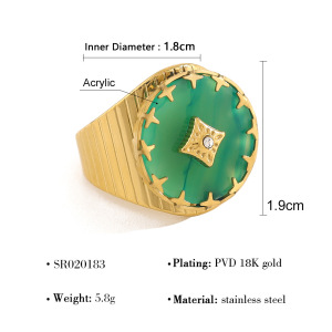 Bagues Pour Femmes En Acier Inoxydable Rétro, Étanches, Couleur Or, Serties De Pierres Naturelles. h5 