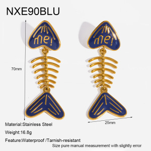 Boucles D'Oreilles Pendantes Pour Femme, En Acier Inoxydable, Couleur Or, En Forme De Poisson, Étanches. h5 