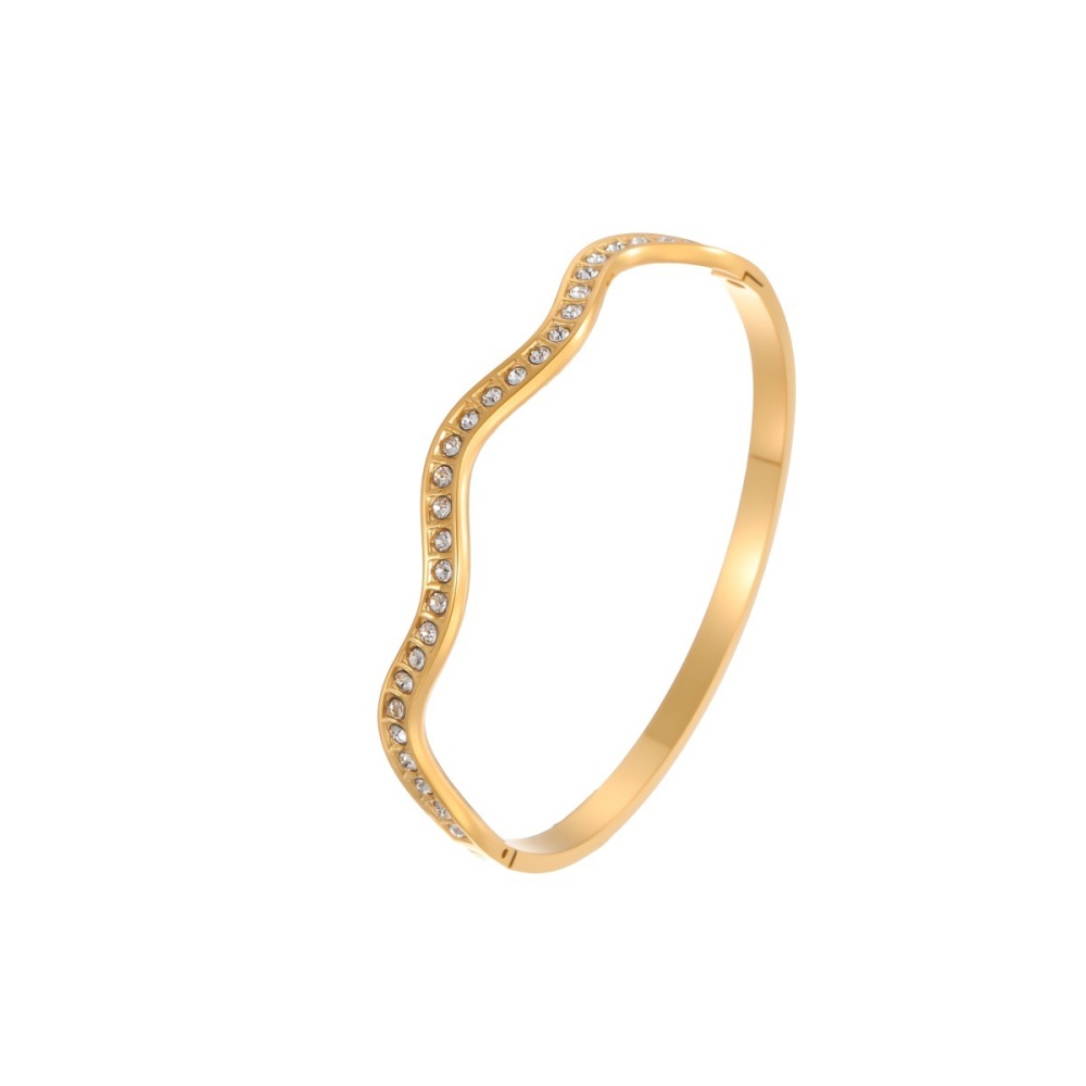 Bracelets Pour Femmes De Luxe, En Acier Inoxydable Imperméable, De Forme Irrégulière Et De Couleur Dorée Image5