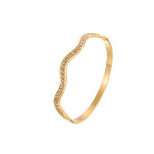 Bracelets Pour Femmes De Luxe, En Acier Inoxydable Imperméable, De Forme Irrégulière Et De Couleur Dorée h5 Image5