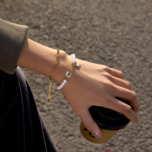 Bracelet Classique En Perles De Nacre Et Étoile, En Acier Inoxydable, Étanche, Couleur Or, Pour Femme h5 Image3