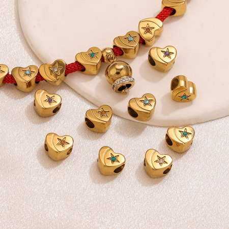 Pendentifs pour femmes en acier inoxydable, couleur or, étanches, en forme de cœur et d'étoile, collection DIY simple