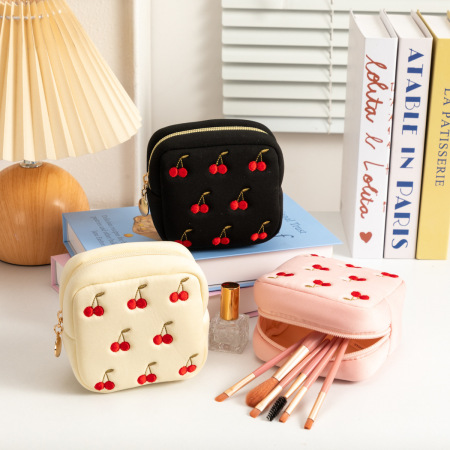 Trousses à maquillage en coton Sweet Cherry pour femmes