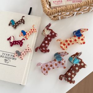 Pinces À Cheveux Pour Femmes Avec Motif Teckel À Pois Mignons h5 Image4