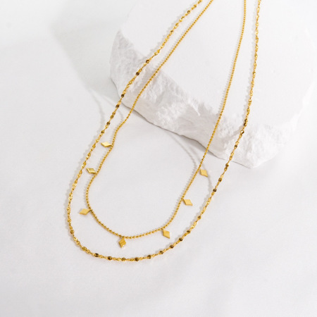 Collier élégant pour femme, chaîne unie en acier inoxydable, étanche, couleur or 2